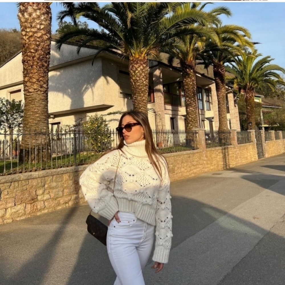 Zara * Cable Knit Sweater With Buttoned Cuffs - Picture 11 of 16